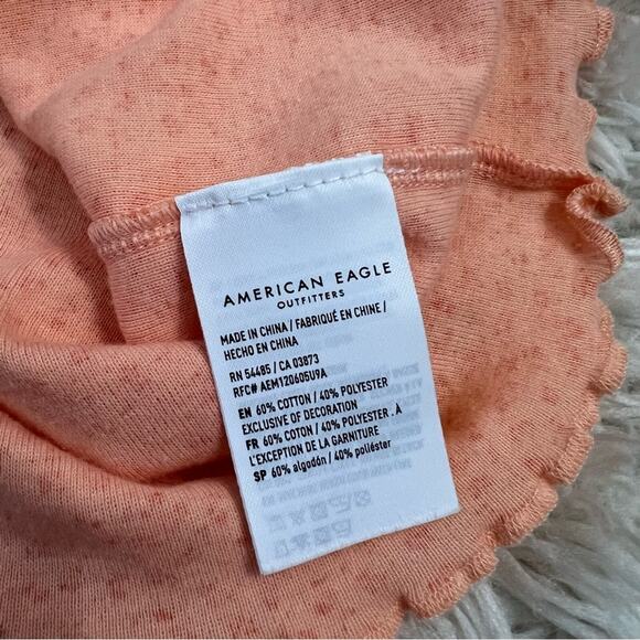 American Eagle Peach Orange Floral Cropped Top Size M - Picture 7 of 10